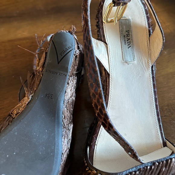 PRADA Wedge Heels, Woman’s Size 38.5 (U.S. 7.5). Designer Authentic Prada Heels - Picture 6 of 8